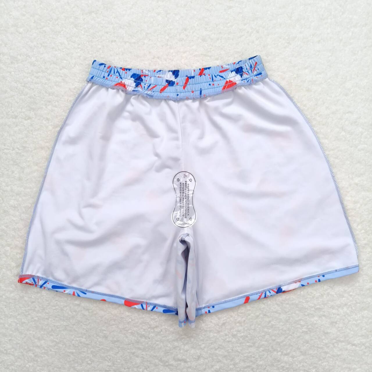 S0335 Adult male 4th of July firework Popsicle blue swimming trunks