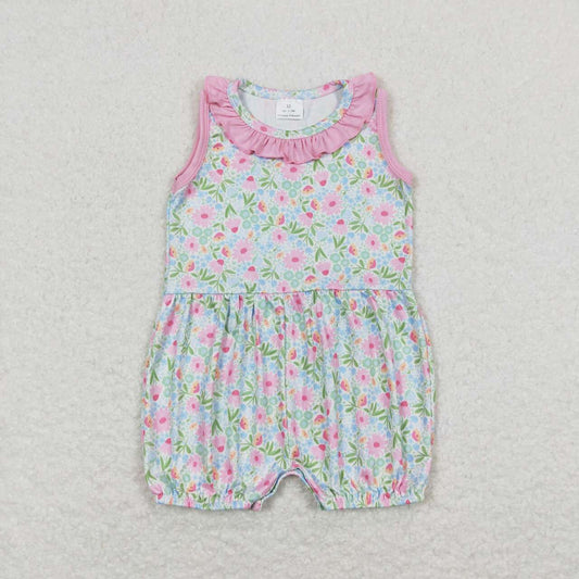 R1262 Floral floral pink lace sleeveless onesie
