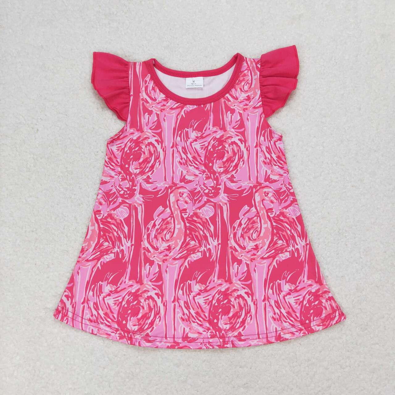 GT0565 Rose red flying sleeve top for girls