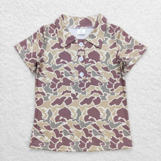 BT0640 Brown and green camouflage short-sleeved top
