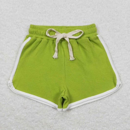 SS0325 Grass green waffle shorts