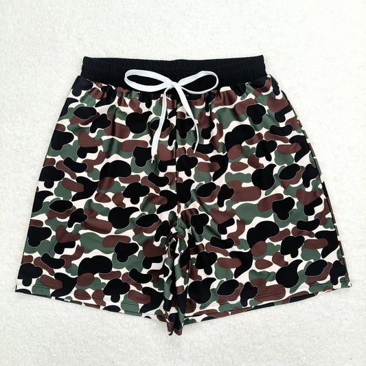 S0401 Brown green camouflage beige swim trunks for adults
