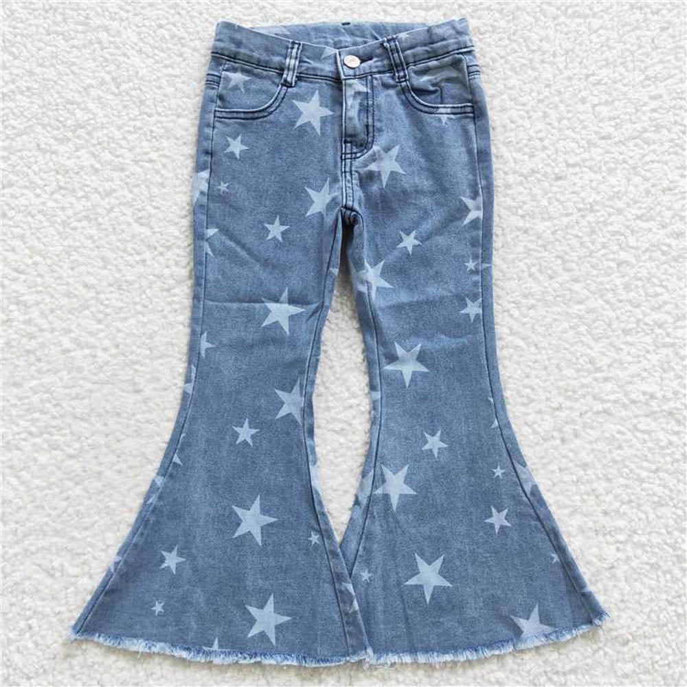 P0108 Denim Pants with Stars Blue