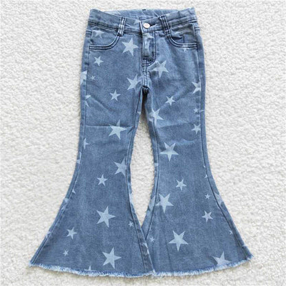 P0108 Denim Pants with Stars Blue