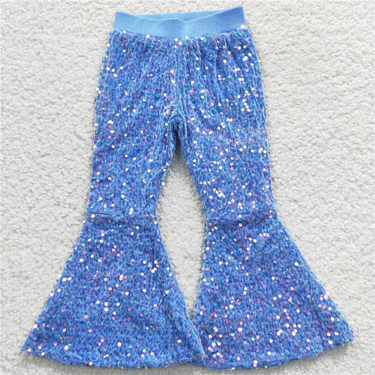 P0111 Sky blue sequined pants