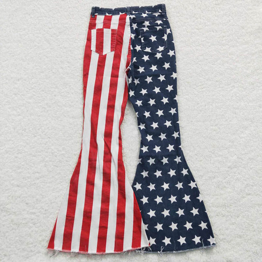 P0119 Adult National Day Striped Star Denim Pants