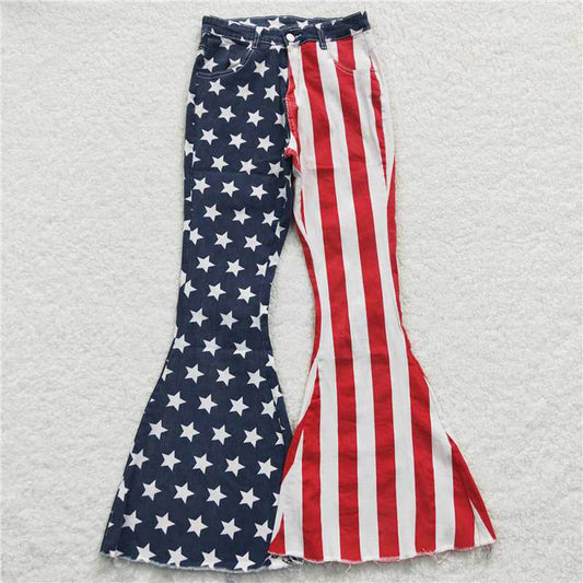 P0119 Adult National Day Striped Star Denim Pants