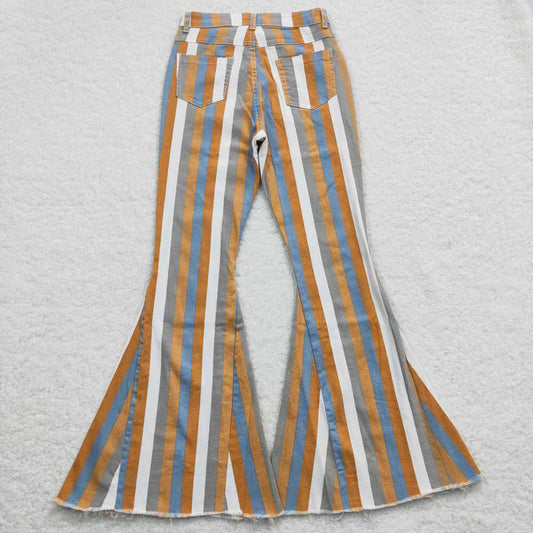 P0153 Adult orange grey and white striped denim pants