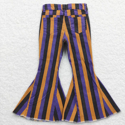 P0157 Purple yellow and black striped denim pants