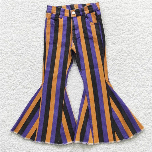 P0157 Purple yellow and black striped denim pants