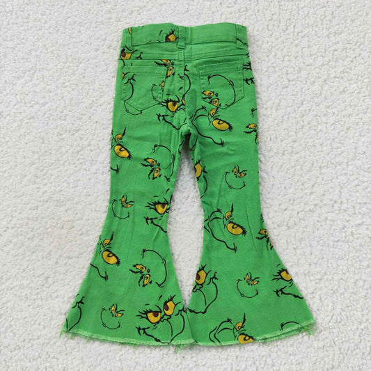 P0230 Cartoon green denim pants