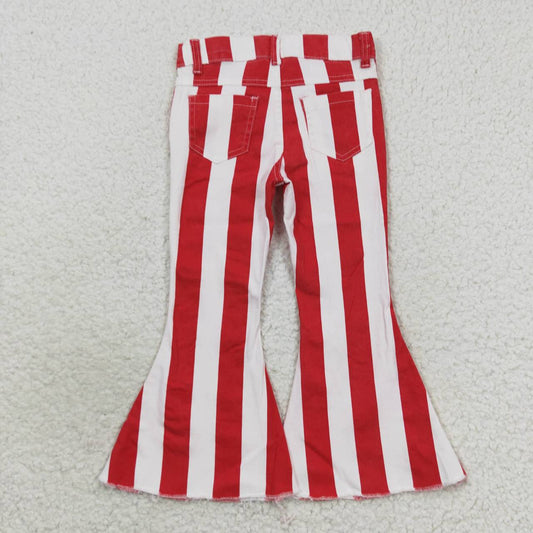 P0246 Red and white striped denim pants