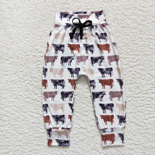 P0272 Cow pattern milky white trousers
