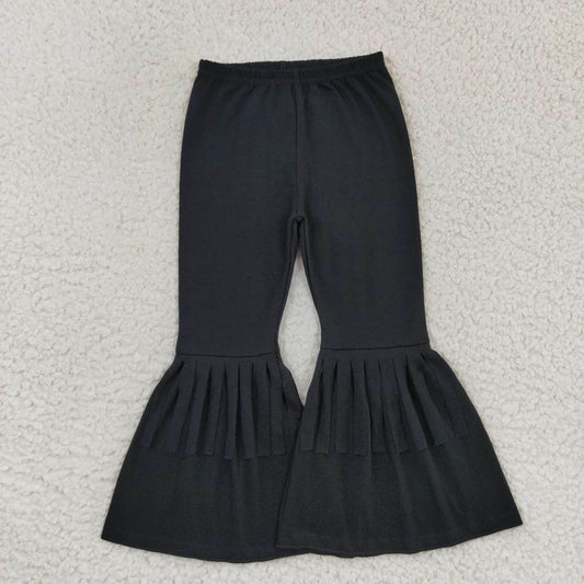 P0282 black fringed cotton trousers