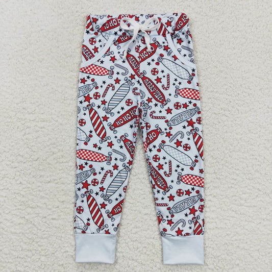 P0287 star plaid skateboard light-colored trousers