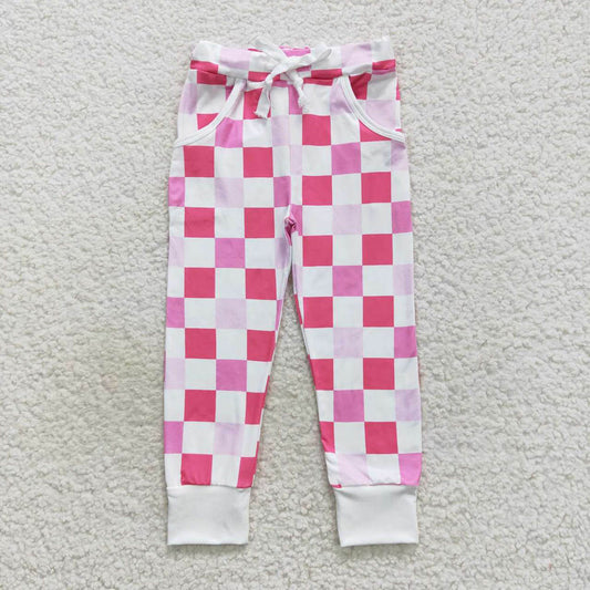 P0293 pink and white plaid trousers
