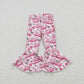 P0294 letter love pink and white plaid denim trousers