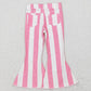 P0315 pink and white striped denim trousers