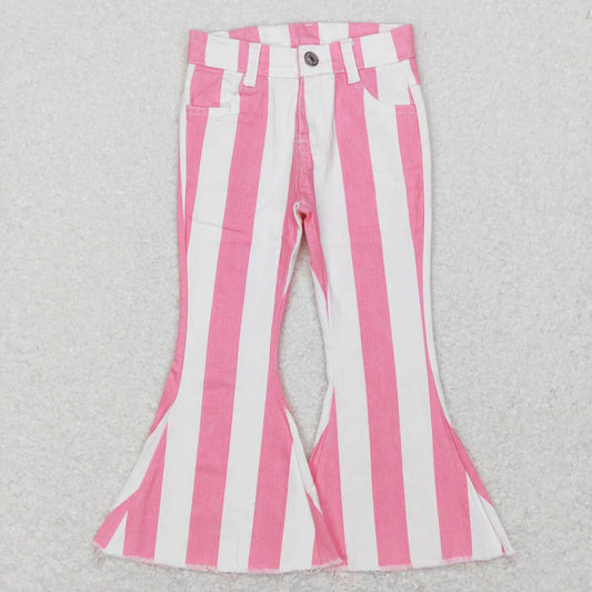 P0315 pink and white striped denim trousers