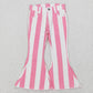 P0315 pink and white striped denim trousers