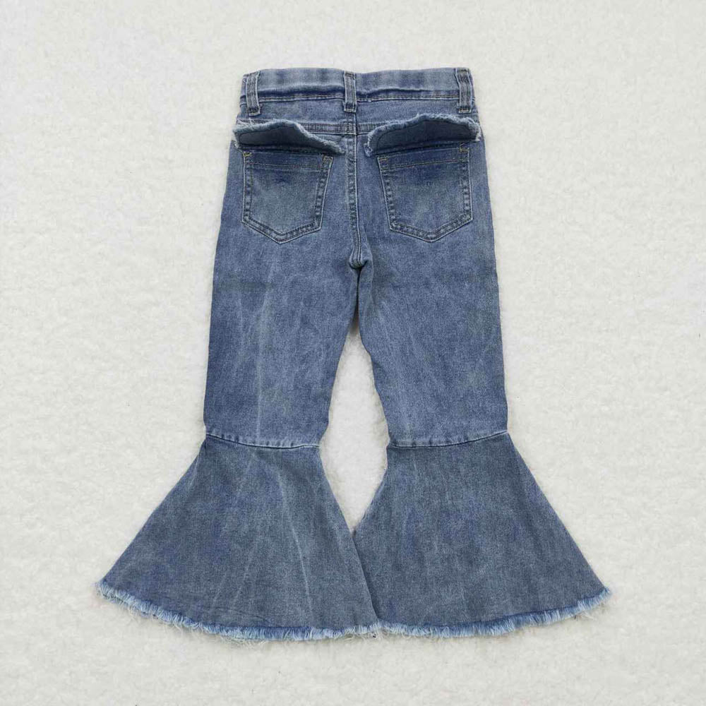 P0325 light color bell bottom denim trousers