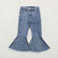 P0325 light color bell bottom denim trousers