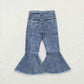 P0325 light color bell bottom denim trousers