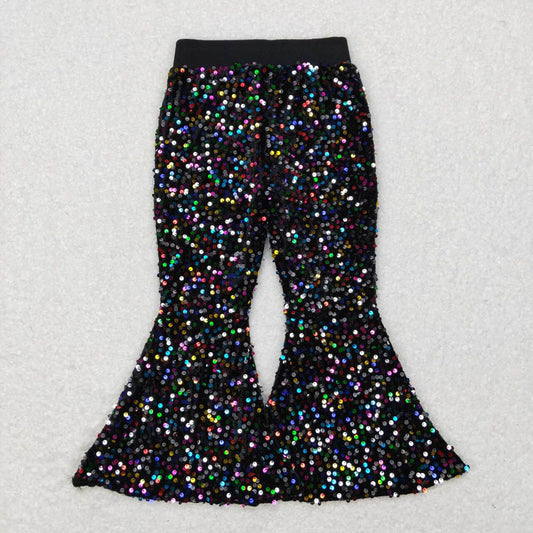 P0329 Colorful sequined black trousers