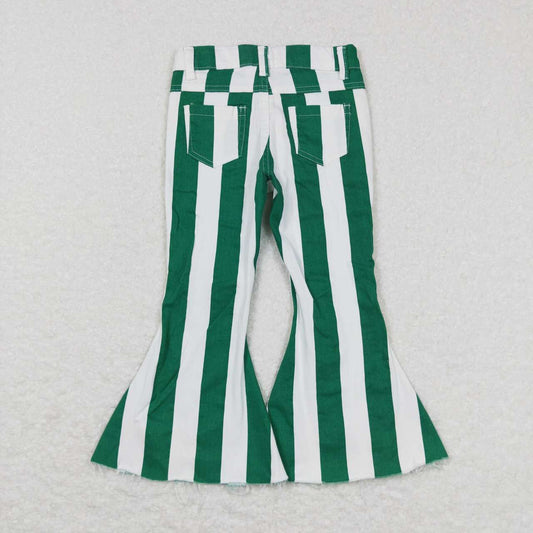 P0330 Green and white striped denim pants