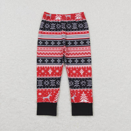 P0342 Snowflake Reindeer Red and Black Pants Suit