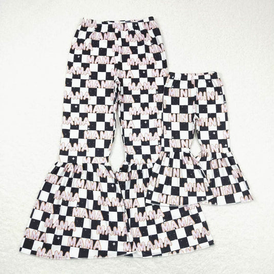 P0345mini letter black and white plaid children's trousers
