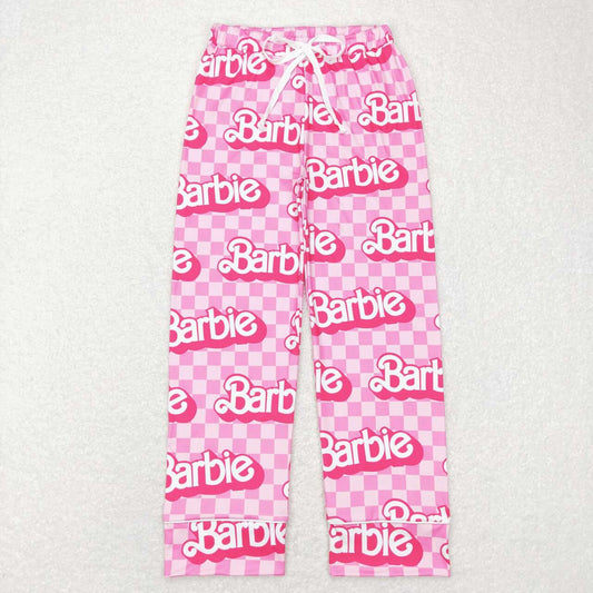 P0356 Adult letter pink plaid pants