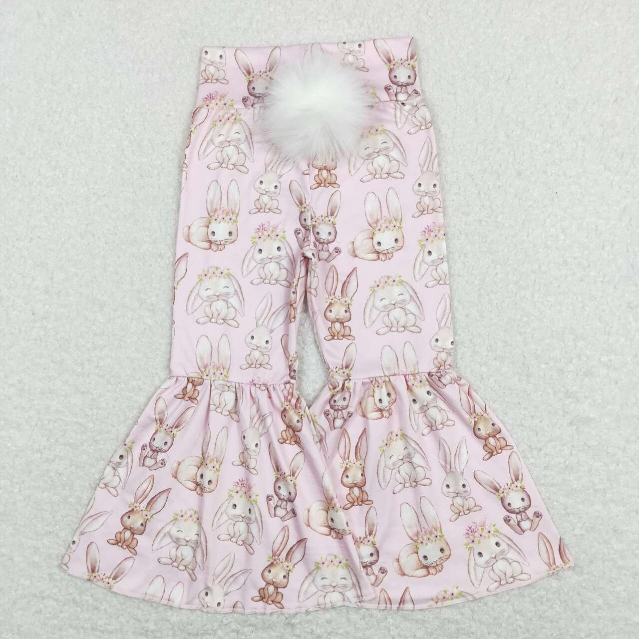 P0387 Flower Rabbit Hair Ball Tail Pink Pants Easter