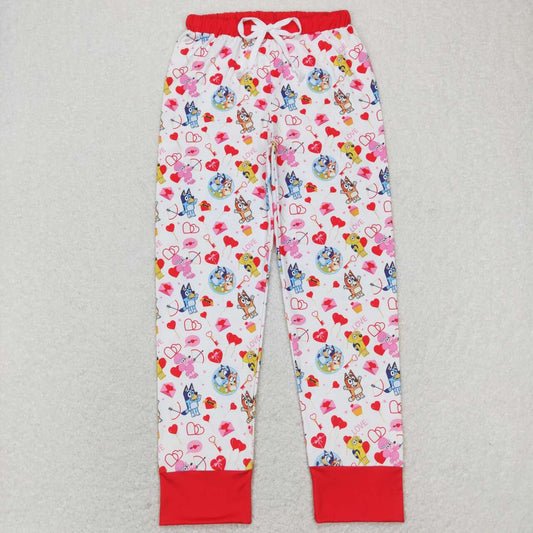 P0418 adult female bluey love love balloon love letter red Valentine's Day trousers