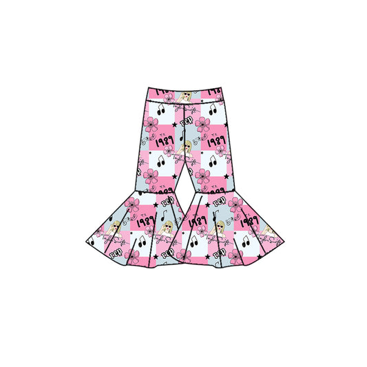 P0461Baby Girls Toddler Pink Flowers 1989 Singer Bell Pants Preorder