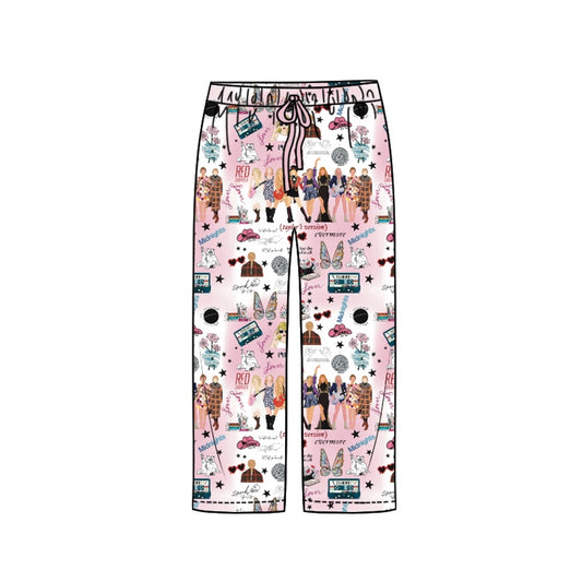 P0464Adult Women Pink Singer Butterfly Bottom Pants Pajamas Preorder