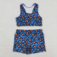 GT0517+ SS0214 Blue-orange leopard print sleeveless top and shorts yoga suit