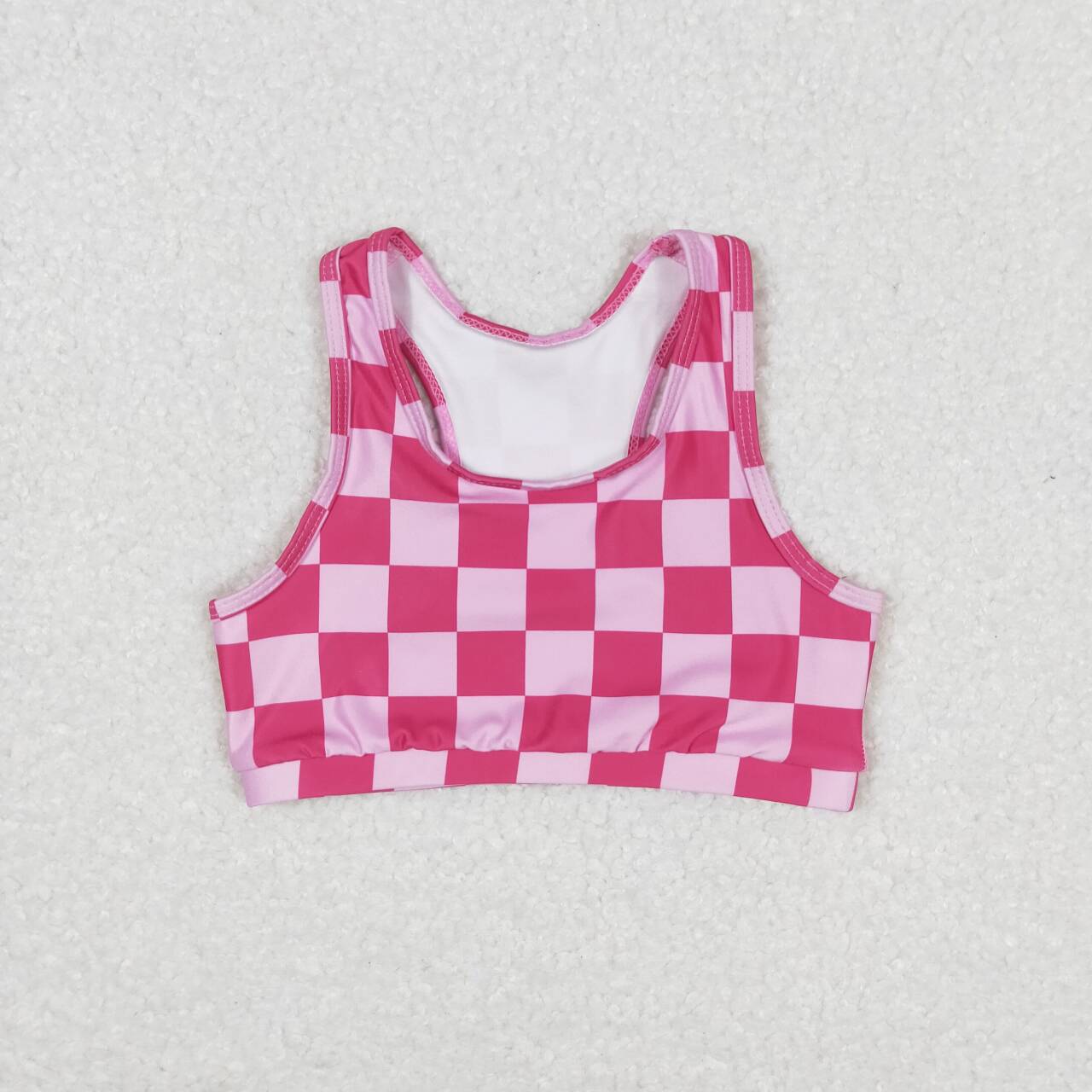 GT0521+ SS0218 Pink plaid sleeveless top and shorts yoga suit