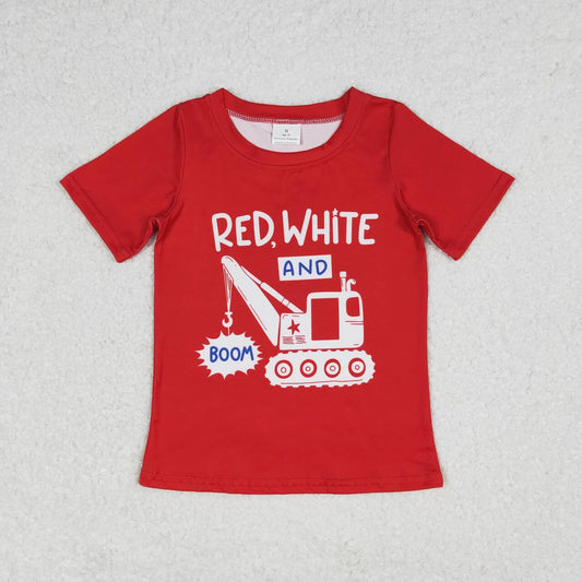 BT0652 4th of July Red short-sleeved top for boys