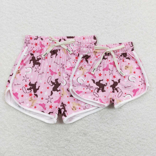 SS0125 kids Horse Riding Star Pink Shorts