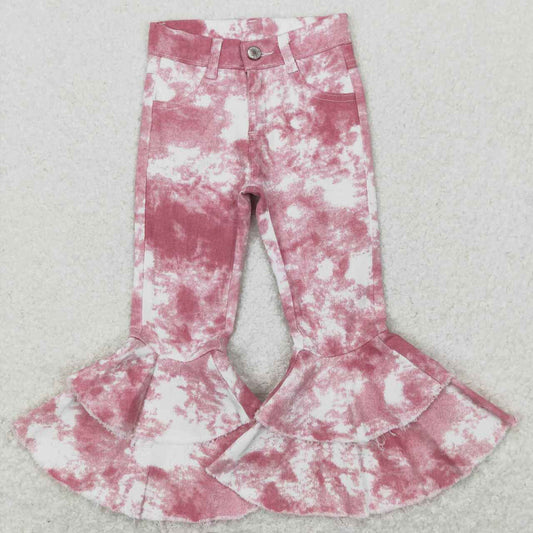 P0399 pink tie dye double lace jeans
