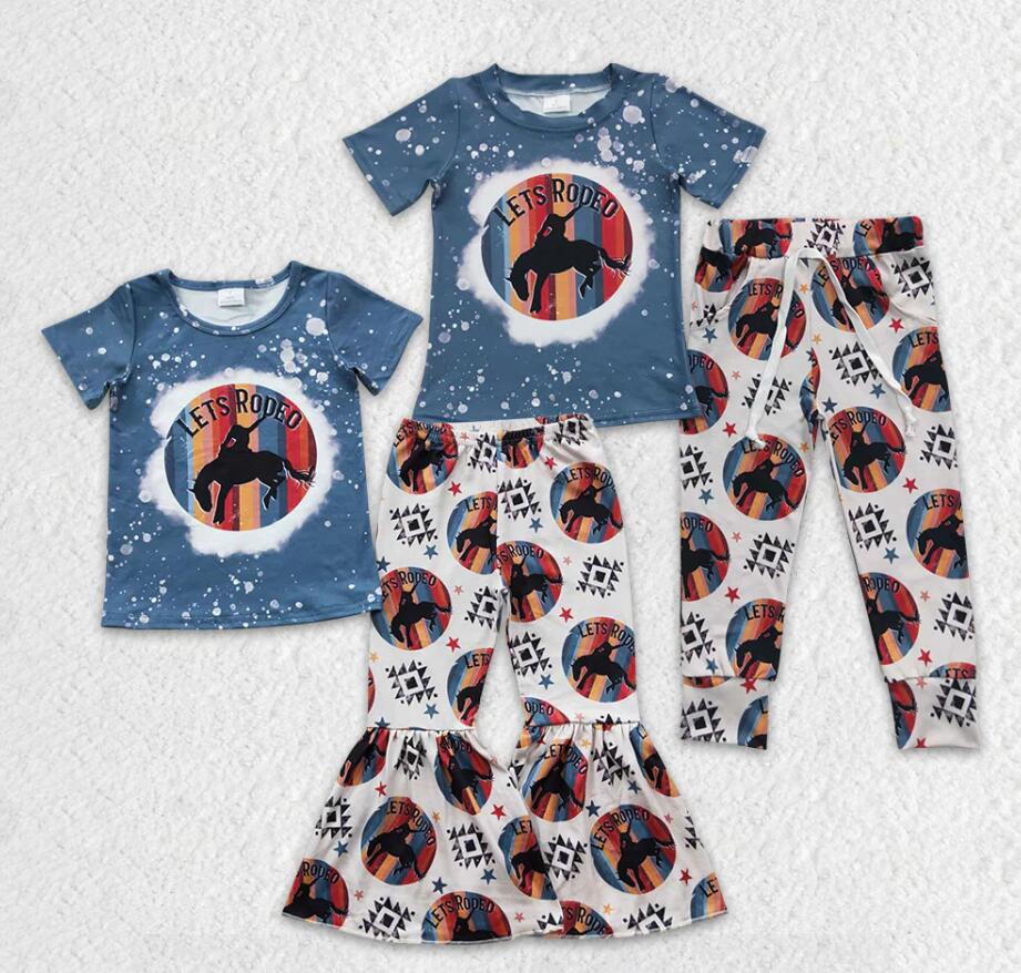 Baby Girls Let's Rodeo Sibling Boys Western Pants Clothes Sets