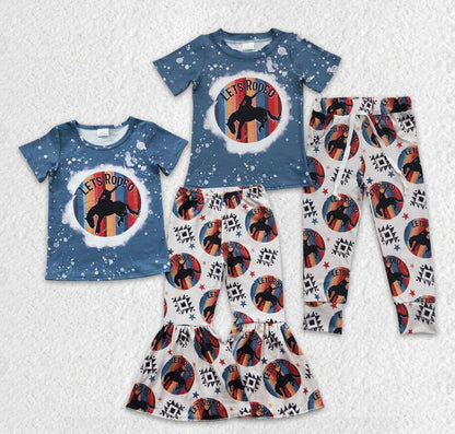 Baby Girls Let's Rodeo Sibling Boys Western Pants Clothes Sets