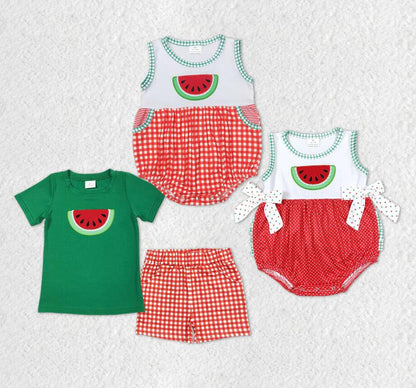 Baby Boys Watermelon Sibling Summer Rompers Clothes Sets