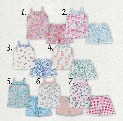 Baby Girls Sibling Straps Top Shorts Summer Clothes Sets