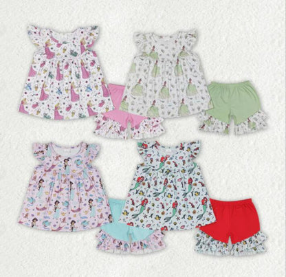 RTS Baby Girls Princess Sibling Sister Tunic Ruffle Shorts Clothes Sets