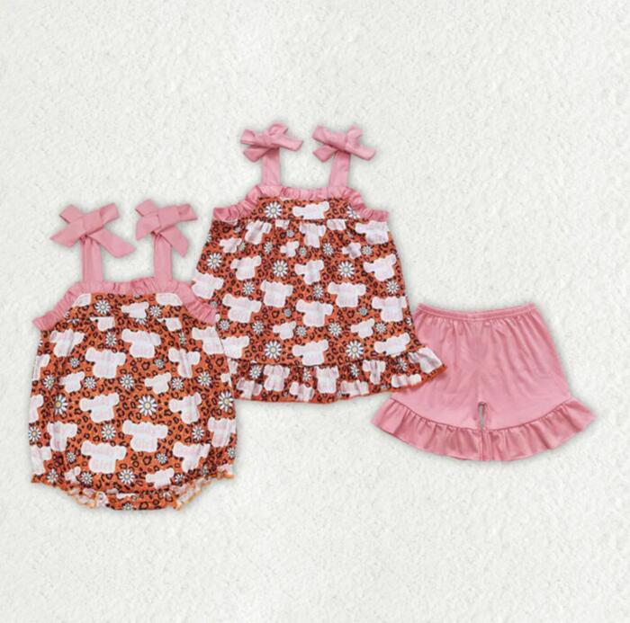 RTS Baby Girls Daddy's Girl Leopard Sibling Rompers Clothing Sets