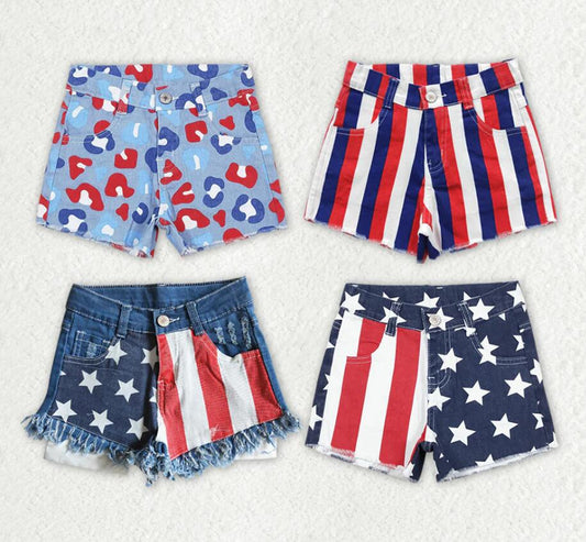 Baby Girls 4th Of July Sibling Sister Denim Shorts