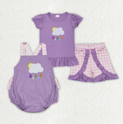 Baby Girls Rainy Ruffle Rompers Sibling Summer Outfits Clothes Sets