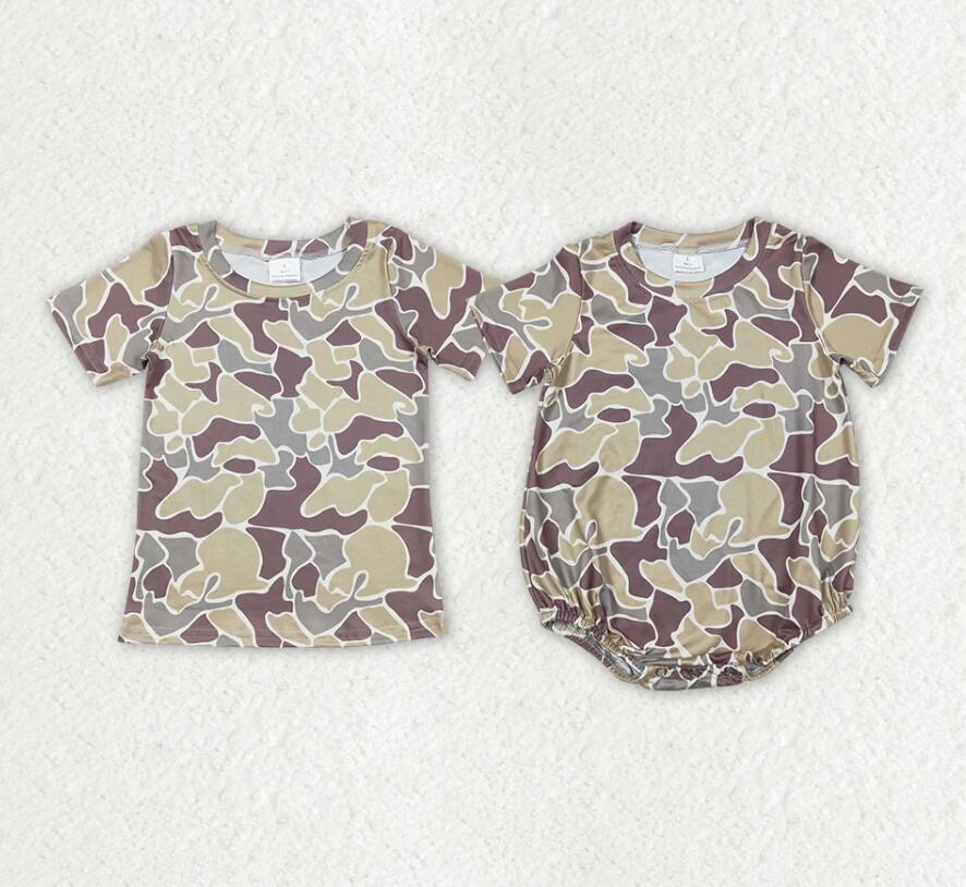 Baby Boys Camo Green Short Sleeve Tee Shirts Tops Rompers Brother Styles